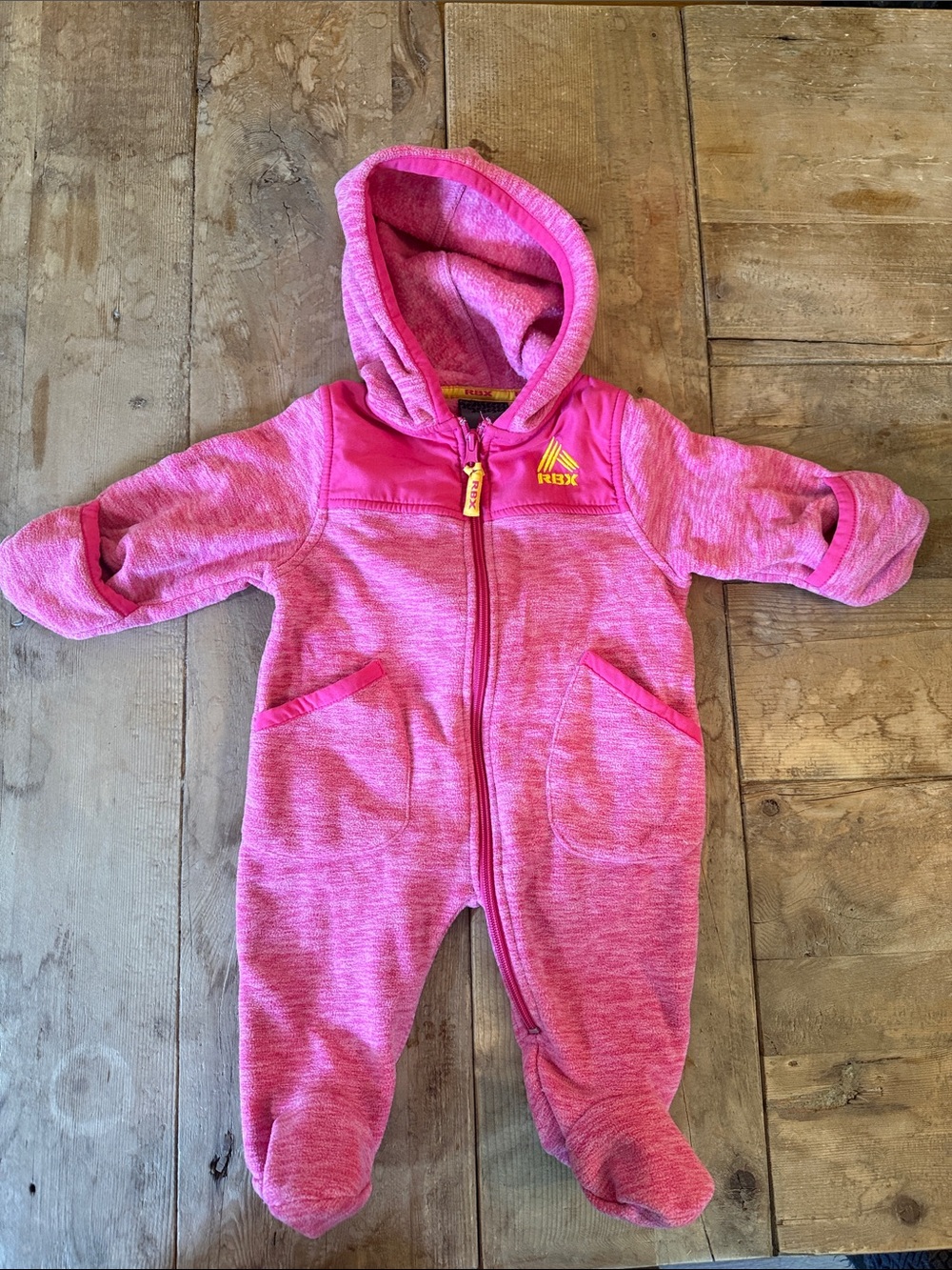 RBX Bright Pink Hooded Footed One-Piece
